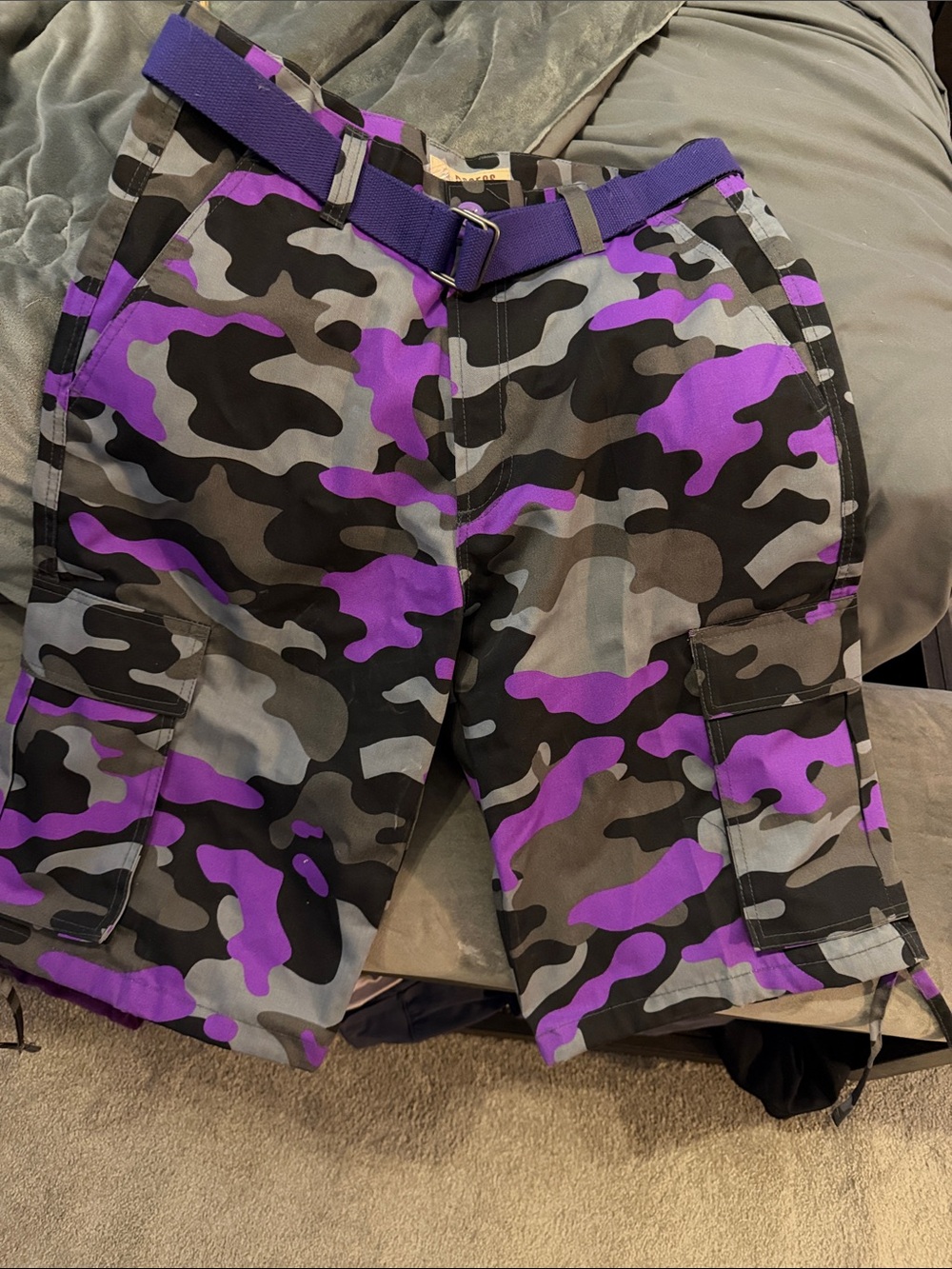 Men's Purple Camo Cargo Shorts with Utility Pockets